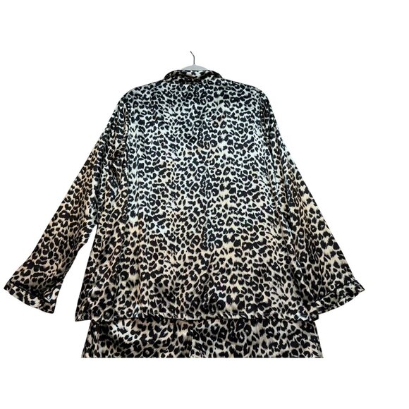 By Pink Womens Sleepwear Leopard Print Pajama Set Extra Large Black Tan - Picture 10 of 16